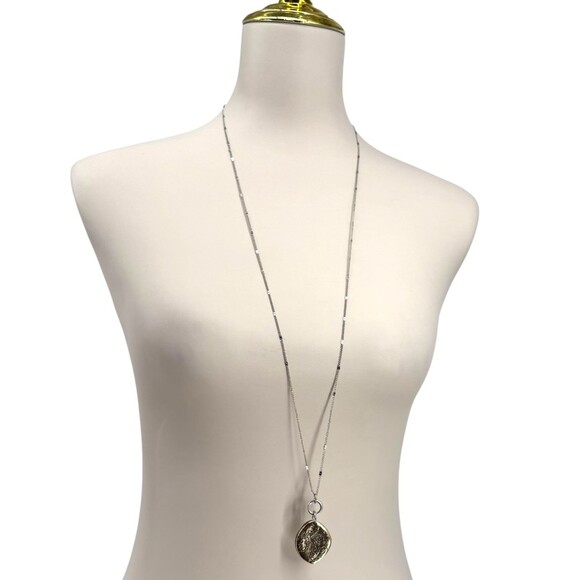 J. Jill Floral Locket Necklace 2-in-1 Convertible Silver Gold Tone Compassion NT - Picture 9 of 10